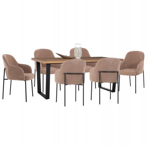 ΣΕΤ ΤΡΑΠΕΖΑΡΙΑΣ 7ΤΜΧ MANIDO HM10949.03 MDF TOP--ΥΦΑΣΜΑ TAUPE & ΜΕΤΑΛΛΟ ΜΑΥΡΟ