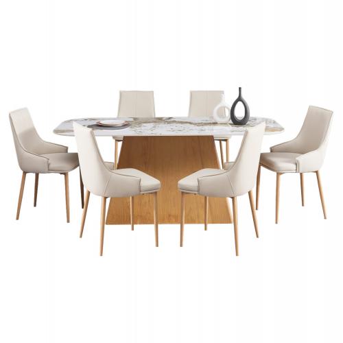 ΣΕΤ ΤΡΑΠΕΖΑΡΙΑΣ 7ΤΜΧ NORDU HM21359 ΚΕΡΑΜΙΚΟ TOP/MDF ΒΑΣΗ--PU ΚΡΕΜ/ΜΕΤΑΛ.ΠΟΔΙΑ