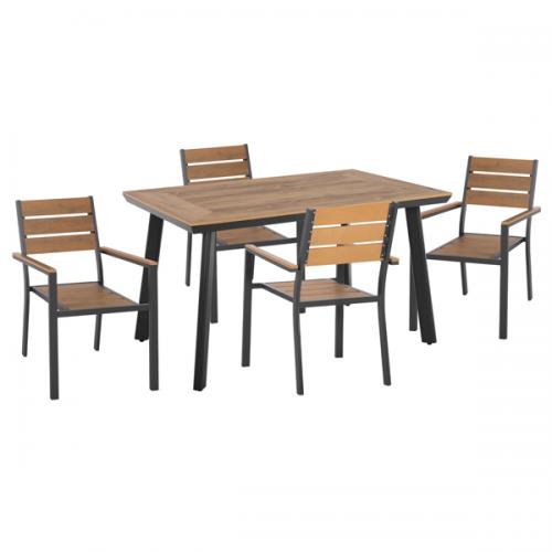 ΣΕΤ ΤΡΑΠΕΖΑΡΙΑΣ TABER HM21197 ΤΡΑΠΕΖΙ & 4 ΠΟΛΥΘΡΟΝΕΣ-ΑΛΟΥΜΙΝΙΟ & POLYWOOD-ΑΝΘΡΑΚΙ
