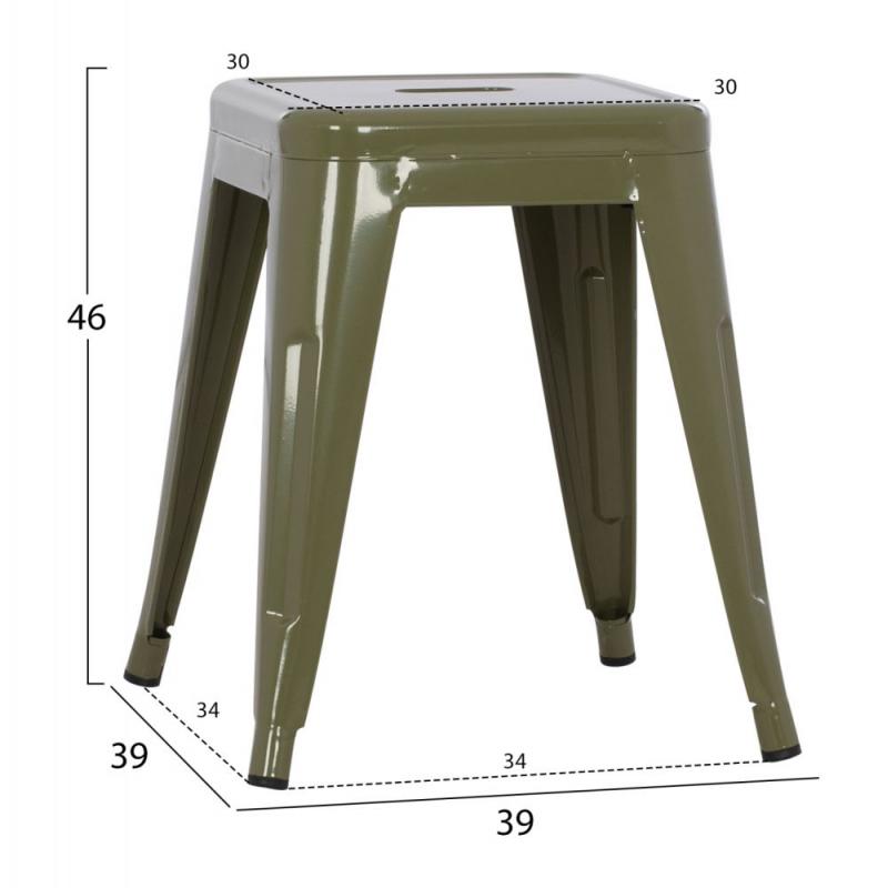 ΣΚΑΜΠΟ ΜΕΤΑΛΛΙΚΟ MELITA HM0096.43 ΣΕ DARK OLIVE ΧΡΩΜΑ 37x37x45Υεκ.