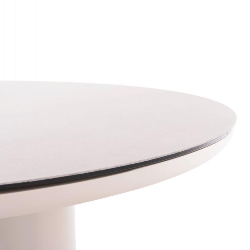 ΤΡΑΠΕΖΙ ΑΛΟΥΜΙΝΙΟΥ DOSUN HM6201.02 ΚΡΕΜ ΣΚΕΛΕΤΟΣ-3D PRINT ΓΥΑΛΙ-ΚΕΡΑΜΙΚΟ LOOK Φ120εκ