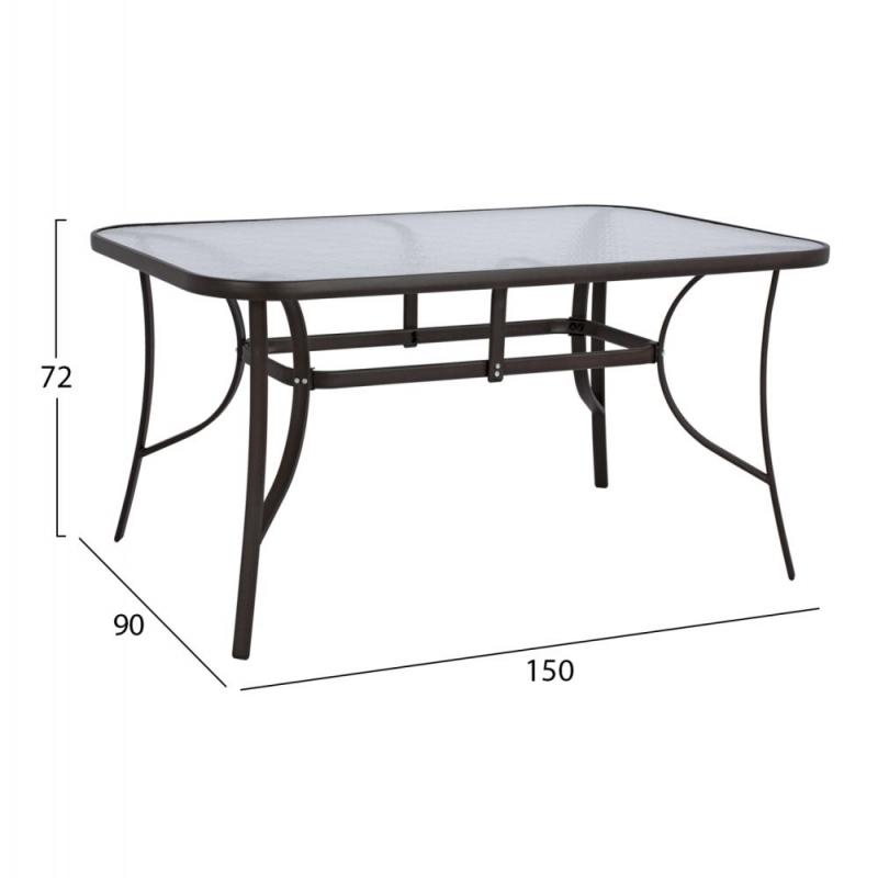 ΤΡΑΠΕΖΙ BRUNO 150X90Χ72Υεκ. ΚΑΦΕ ΜΕΤΑΛΛΙΚΟ ΜΕ ΓΥΑΛΙΝΗ ΕΠΙΦΑΝΕΙΑ HM5145.02 ΤΡΑΠΕΖΙ BRUNO 150X90Χ72Υεκ. ΚΑΦΕ ΜΕΤΑΛΛΙΚΟ ΜΕ ΓΥΑΛΙΝΗ ΕΠΙΦΑΝΕΙΑ HM5145.02