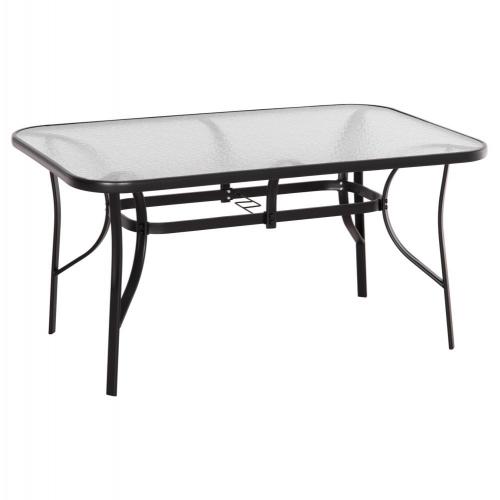 ΤΡΑΠΕΖΙ BRUNO 150X90Χ72Υεκ. ΜΕΤΑΛΛΙΚΟ ΜΑΥΡΟ ΜΕ ΓΥΑΛΙΝΗ ΕΠΙΦΑΝΕΙΑ HM5145.03