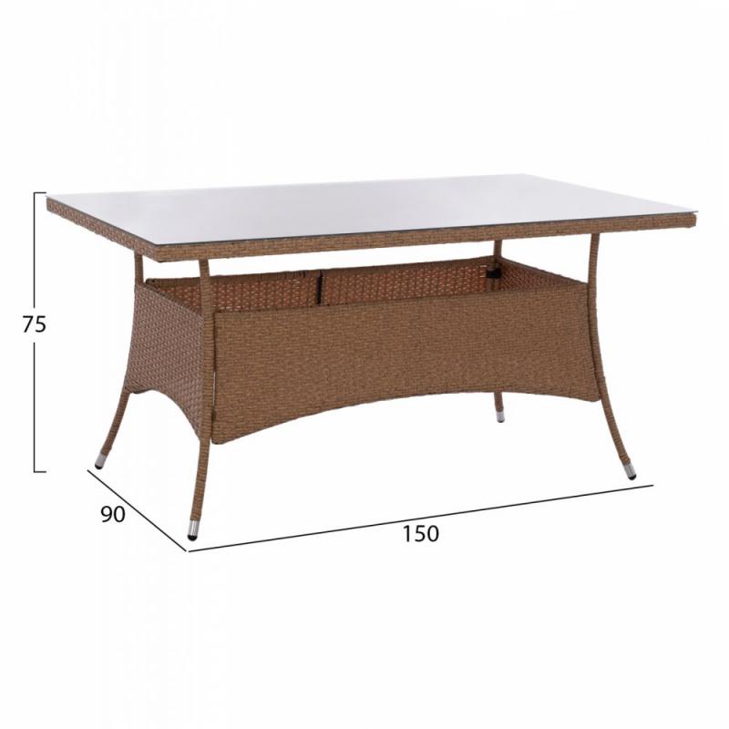 ΤΡΑΠΕΖΙ ΜΕΤΑΛΛΙΚΟ MINSK RATTAN ΜΠΕΖ ΚΑΦΕ HM5507.02 150x90x75 εκ. ΤΡΑΠΕΖΙ ΜΕΤΑΛΛΙΚΟ MINSK RATTAN ΜΠΕΖ ΚΑΦΕ HM5507.02 150x90x75 εκ.