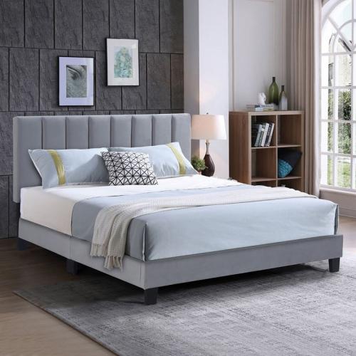 ALLEGRO Κρεβάτι Διπλό 140x190cm, Ύφασμα Γκρι, με Κεφαλάρι πολλαπλών θέσεων