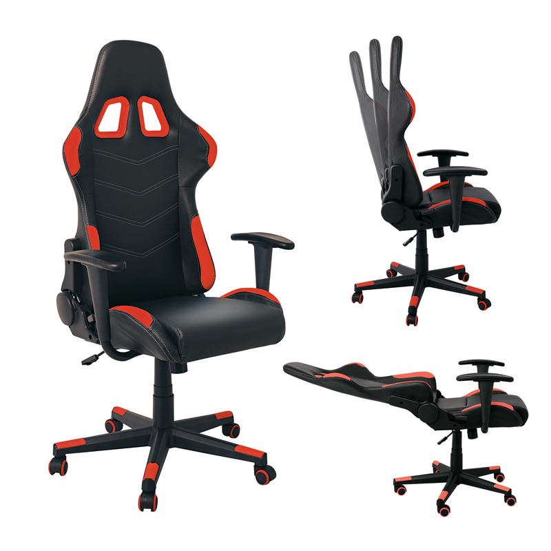 BF9150 Gaming Πολυθρόνα Γραφείου, Ανάκλιση Πλάτης έως 90°, Pu Μαύρο - Κόκκινο BF9150 Gaming Πολυθρόνα Γραφείου, Ανάκλιση Πλάτης έως 90°, Pu Μαύρο - Κόκκινο