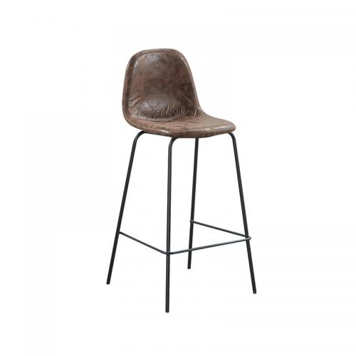CELINA Σκαμπό BAR με Πλάτη, Κάθισμα Η.67cm, Μέταλλο Βαφή Μαύρο, Ύφασμα Suede Καφέ