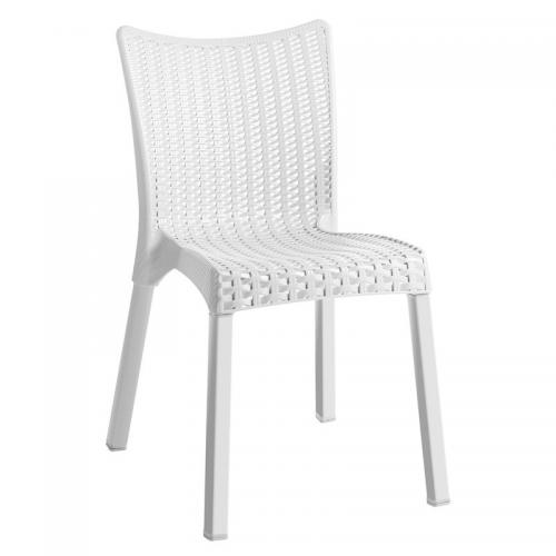 DORET Καρέκλα Στοιβαζόμενη PP Άσπρο, με πόδι αλουμινίου