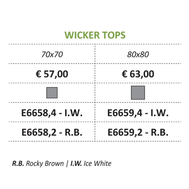 WICKER TOP Επιφάνεια Τραπεζιού Alu/Wicker Ice White/Γυαλί