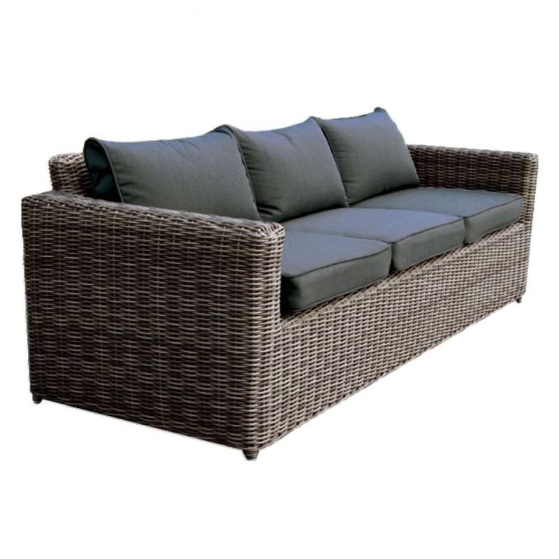 ARIZONA 3Θέσιος Καναπές Κήπου ALU, 4mm Half-Round Wicker Grey Brown, Μαξιλάρια Ανθρακί ARIZONA 3Θέσιος Καναπές Κήπου ALU, 4mm Half-Round Wicker Grey Brown, Μαξιλάρια Ανθρακί