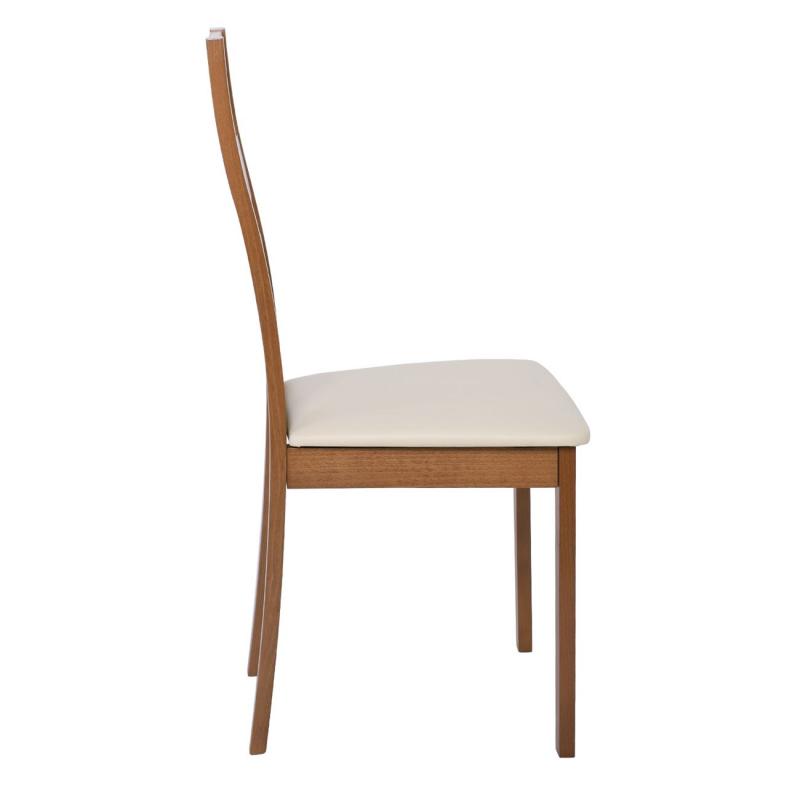 MILLER Καρέκλα Οξιά Honey Oak, PVC Εκρού