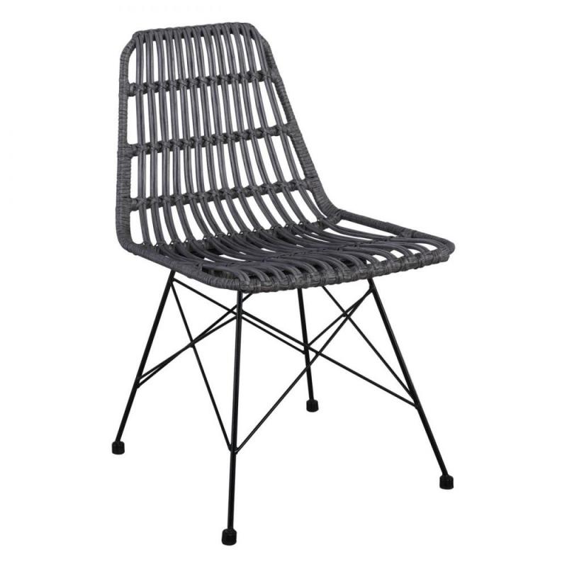 SALSA Καρέκλα Κήπου Βεράντας Μέταλλο Βαφή Μαύρο, Wicker Γκρι SALSA Καρέκλα Κήπου Βεράντας Μέταλλο Βαφή Μαύρο, Wicker Γκρι