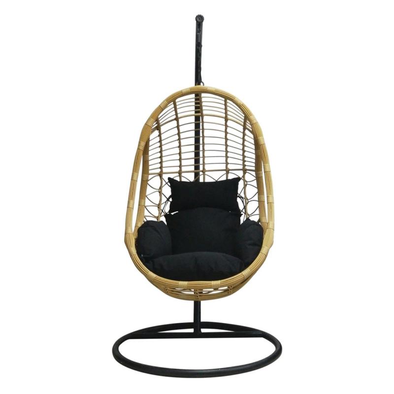 SALSA Κρεμαστή Πολυθρόνα, PE Wicker Φυσικό, Μέταλλο Βαφή Μαύρο, Μαξιλάρι Μαύρο SALSA Κρεμαστή Πολυθρόνα, PE Wicker Φυσικό, Μέταλλο Βαφή Μαύρο, Μαξιλάρι Μαύρο