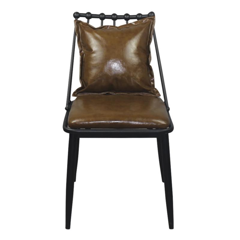 DANTE Καρέκλα, Μέταλλο Βαφή Μαύρο, PU Vintage Brown