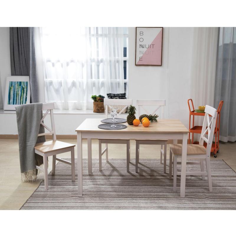 DAILY Set Τραπεζαρία Ξύλινη Σαλονιού - Κουζίνας: Τραπέζι + 4 Καρέκλες / Άσπρο - Φυσικό DAILY Set Τραπεζαρία Ξύλινη Σαλονιού - Κουζίνας: Τραπέζι + 4 Καρέκλες / Άσπρο - Φυσικό