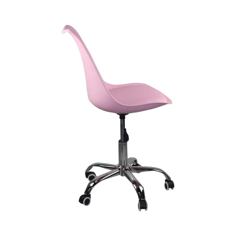 MARTIN Καρέκλα Γραφείου Χρώμιο PP Ροζ, Κάθισμα: Pu Ροζ Μονταρισμένη Ταπετσαρία Συσκ.1