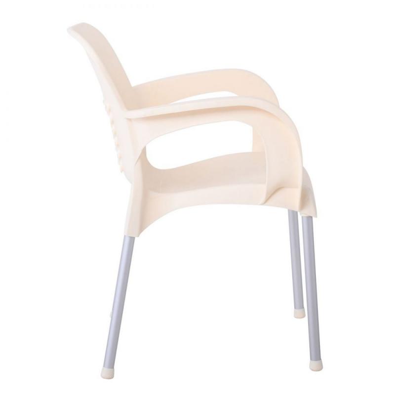 LARA-II Πολυθρόνα Dining Στοιβαζόμενη, ALU Silver, PP Εκρού LARA-II Πολυθρόνα Dining Στοιβαζόμενη, ALU Silver, PP Εκρού