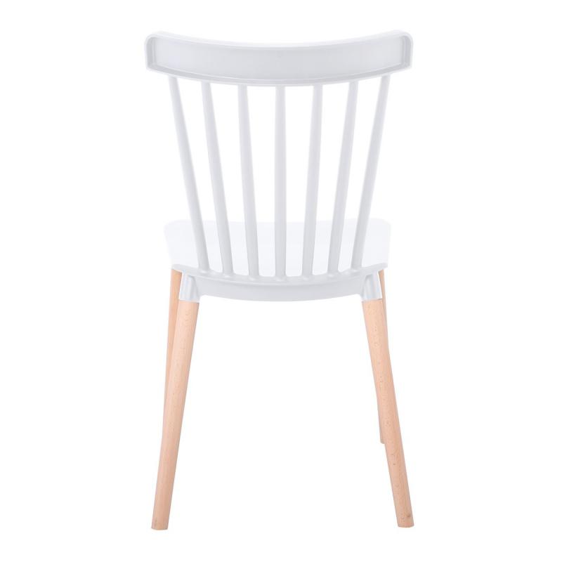 LINA Καρέκλα Τραπεζαρίας - Κουζίνας, PP Άσπρο, Πόδια Οξιά Φυσικό