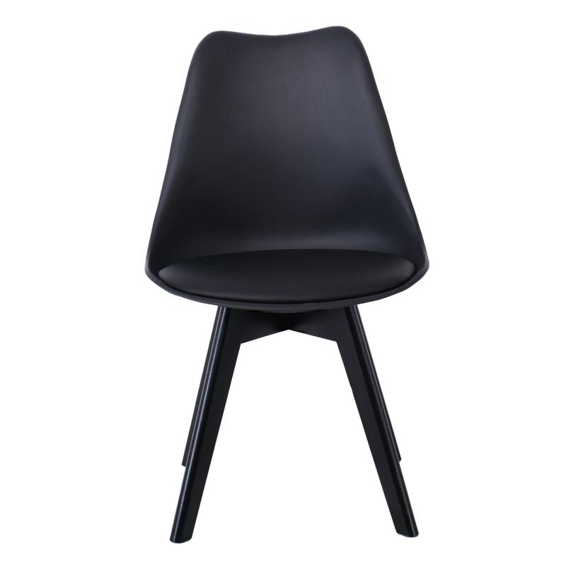 MARTIN Καρέκλα Ξύλο Μαύρο, PP Μαύρο Μονταρισμένη Ταπετσαρία