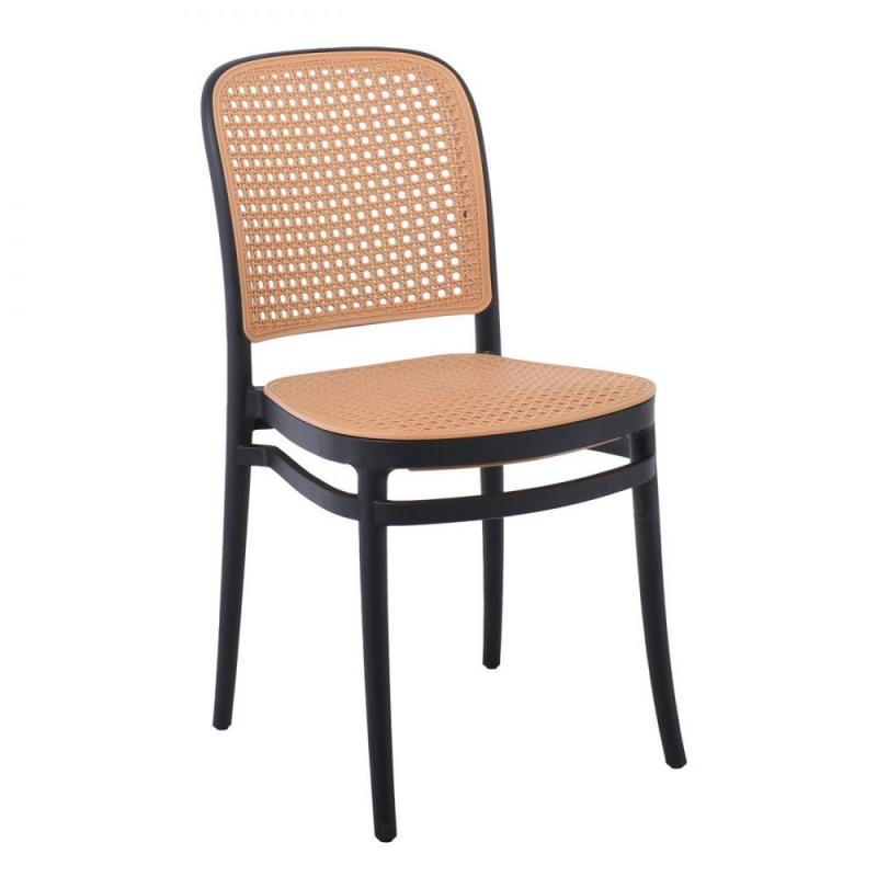 FLORENCE Καρέκλα PP Μαύρο, PP Rattan Μπεζ, Στοιβαζόμενη FLORENCE Καρέκλα PP Μαύρο, PP Rattan Μπεζ, Στοιβαζόμενη