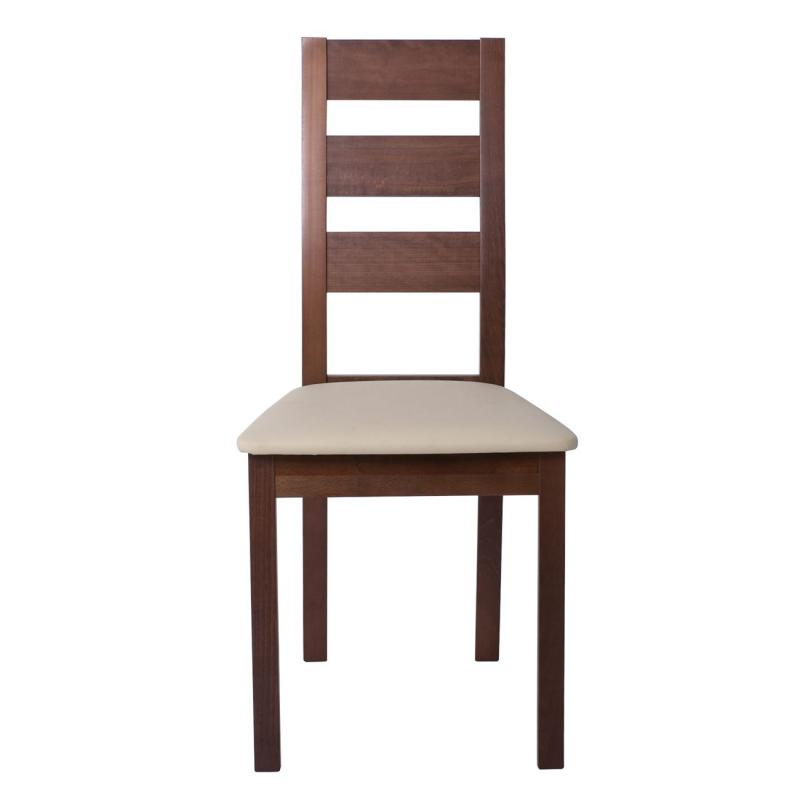 MILLER Καρέκλα Οξιά Καρυδί, PVC Εκρού