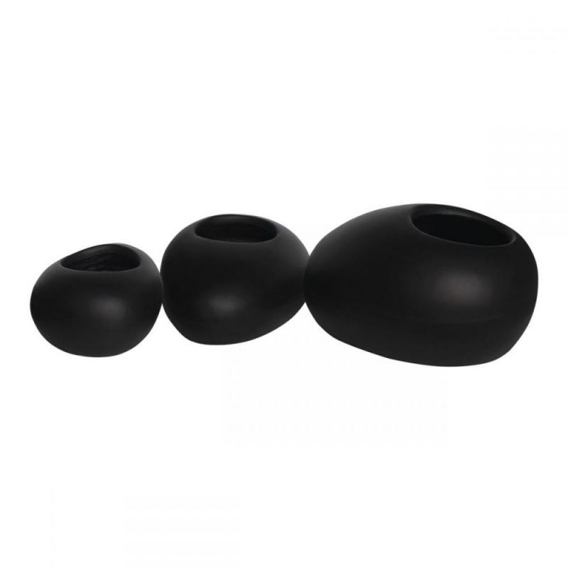 FLOWER POT-ROCK Set 3 τεμαχίων, Cement Απόχρωση Black FLOWER POT-ROCK Set 3 τεμαχίων, Cement Απόχρωση Black