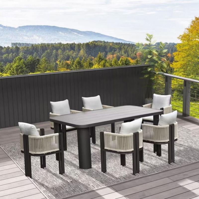 BOSTON Dining Set Τραπεζαρία Κήπου Βεράντας: Τραπέζι + 6 Πολυθρόνες Alu Ανθρακί - Μπεζ BOSTON Dining Set Τραπεζαρία Κήπου Βεράντας: Τραπέζι + 6 Πολυθρόνες Alu Ανθρακί - Μπεζ