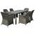 ESPERIA Set Τραπεζαρία Κήπου ALU,Wicker Grey Brown-Ανθρακί: Τραπέζι 180x90 + 6 Πολυθρόνες
