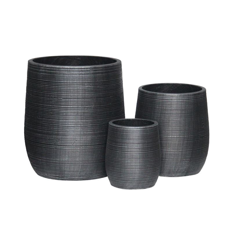 FLOWER POT-16 Set 3 τεμαχίων, Cement Απόχρωση Anthracite FLOWER POT-16 Set 3 τεμαχίων, Cement Απόχρωση Anthracite