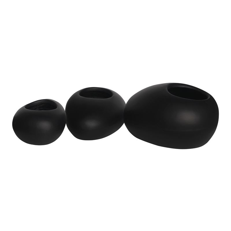 FLOWER POT-ROCK Set 3 τεμαχίων, Cement Απόχρωση Black FLOWER POT-ROCK Set 3 τεμαχίων, Cement Απόχρωση Black