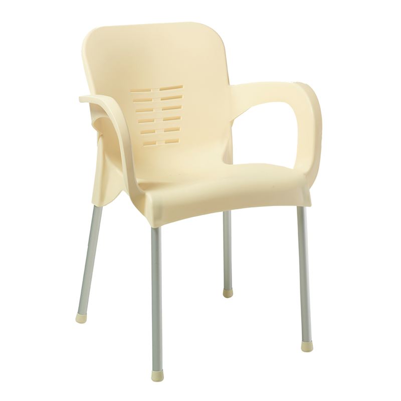 LARA-II Πολυθρόνα Dining Στοιβαζόμενη, ALU Silver, PP Εκρού LARA-II Πολυθρόνα Dining Στοιβαζόμενη, ALU Silver, PP Εκρού
