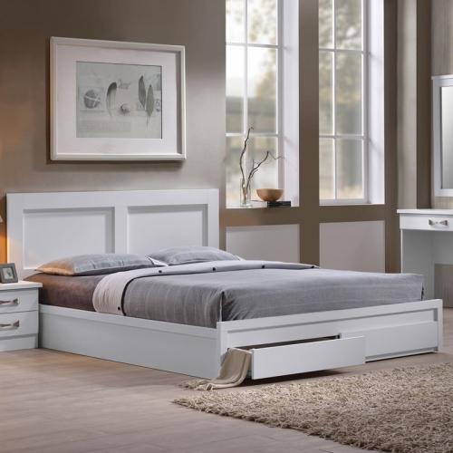 LIFE Κρεβάτι Διπλό, 2 Συρτάρια, Στρώμα 160x200cm, Απόχρωση  Άσπρο