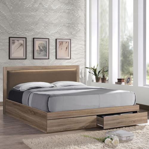 LIFE Κρεβάτι Διπλό Sonoma με 2 Συρτάρια για Στρώμα 160x200cm, Κεφαλάρι Pvc Cappuccino