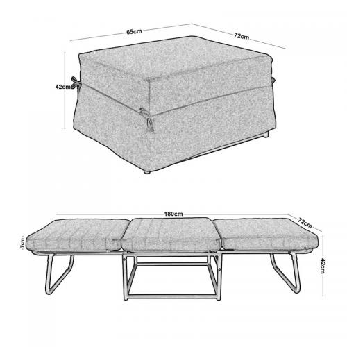 LOGAN Σκαμπό - Κρεβάτι Σαλονιού - Καθιστικού, Στρώμα 7cm, Ύφασμα Εκρού