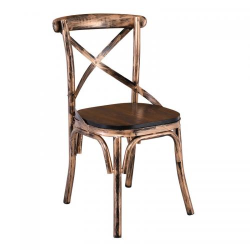 MARLIN Wood Καρέκλα Dark Oak, Μέταλλο Βαφή Black Gold