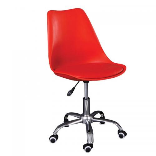 MARTIN Καρέκλα Γραφείου Χρώμιο PP Κόκκινο, Μονταρισμένη Ταπετσαρία, Pu Κόκκινο Συσκ.1