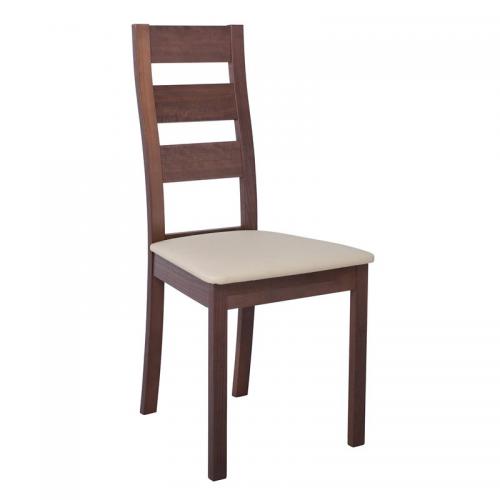 MILLER Καρέκλα Οξιά Καρυδί, PVC Εκρού
