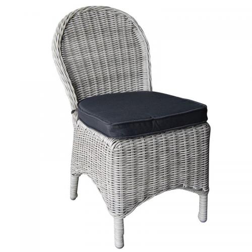 MONTANA Καρέκλα Τραπεζαρίας Κήπου ALU, Φ5mm Round Wicker Grey White, Μαξιλάρι Ανθρακί