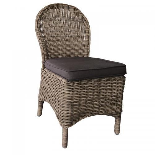 MONTANA Καρέκλα Τραπεζαρίας Κήπου ALU, Φ5mm Round Wicker Grey Brown, Μαξιλάρι Ανθρακί