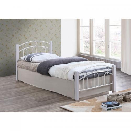 NORTON Κρεβάτι Μονό, για Στρώμα 90x190cm, Μέταλλο Βαφή Άσπρο, Ξύλο Άσπρο