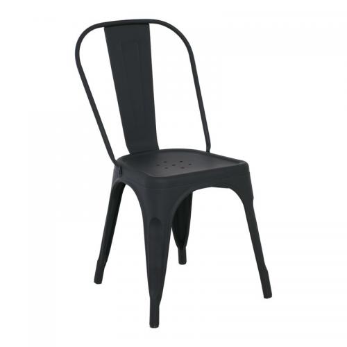 RELIX Καρέκλα, Μέταλλο Βαφή Μαύρο Extra Matte, Στοιβαζόμενη
