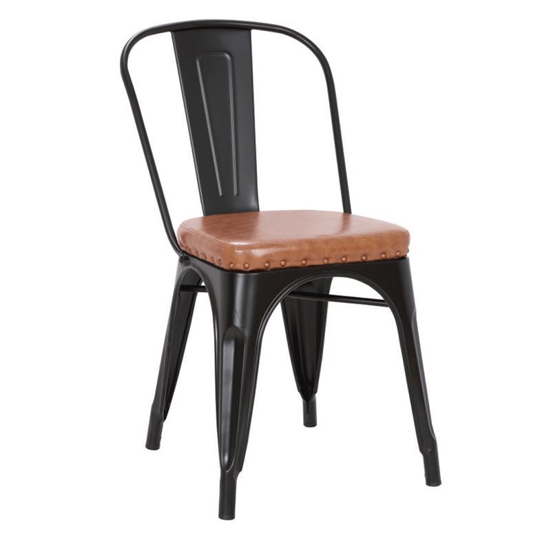 RELIX Καρέκλα, Μέταλλο Βαφή Μαύρο Matte, Pu Camel
