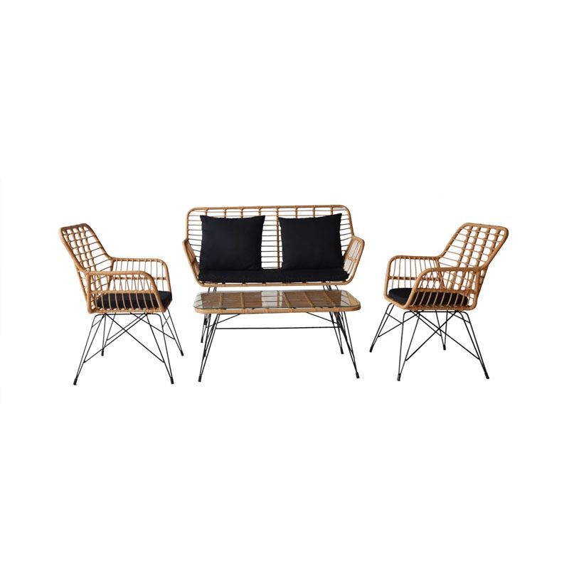 SALSA MAX Living Set Κήπου 4 τεμαχίων, Μέταλλο Βαφή Μαύρο, Wicker Φυσικό, Μαξιλάρια Μαύρο SALSA MAX Living Set Κήπου 4 τεμαχίων, Μέταλλο Βαφή Μαύρο, Wicker Φυσικό, Μαξιλάρια Μαύρο