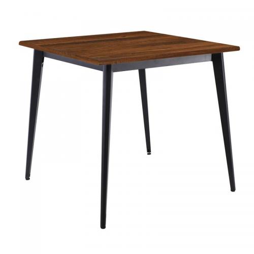 VIDAL Τραπέζι Μέταλλο Βαφή Μαύρο, Επιφάνεια 80x80cm/16mm Contract Sliq Walnut