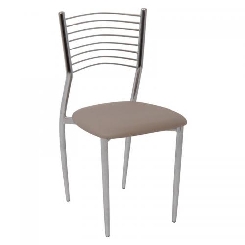 VIVIAN Καρέκλα Μέταλλο Χρώμιο, PVC Cappuccino