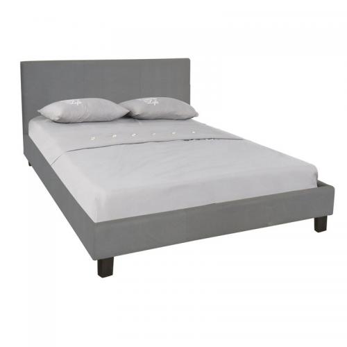 WILTON Κρεβάτι Διπλό, για Στρώμα 160x200cm, Ύφασμα Γκρι