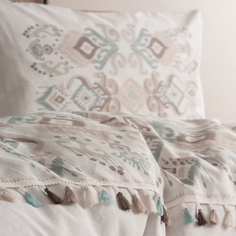 Σετ παπλωματοθήκη Asilo Cotton Box 4 τμχ Διπλή (200x220) χρώμα καφέ - λευκό Σετ παπλωματοθήκη Asilo Cotton Box 4 τμχ Διπλή (200x220) χρώμα καφέ - λευκό