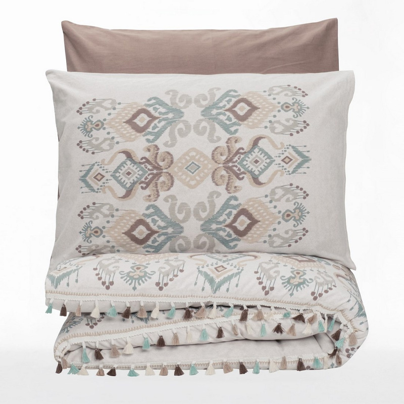 Σετ παπλωματοθήκη Asilo Cotton Box 4 τμχ Διπλή (200x220) χρώμα καφέ - λευκό Σετ παπλωματοθήκη Asilo Cotton Box 4 τμχ Διπλή (200x220) χρώμα καφέ - λευκό