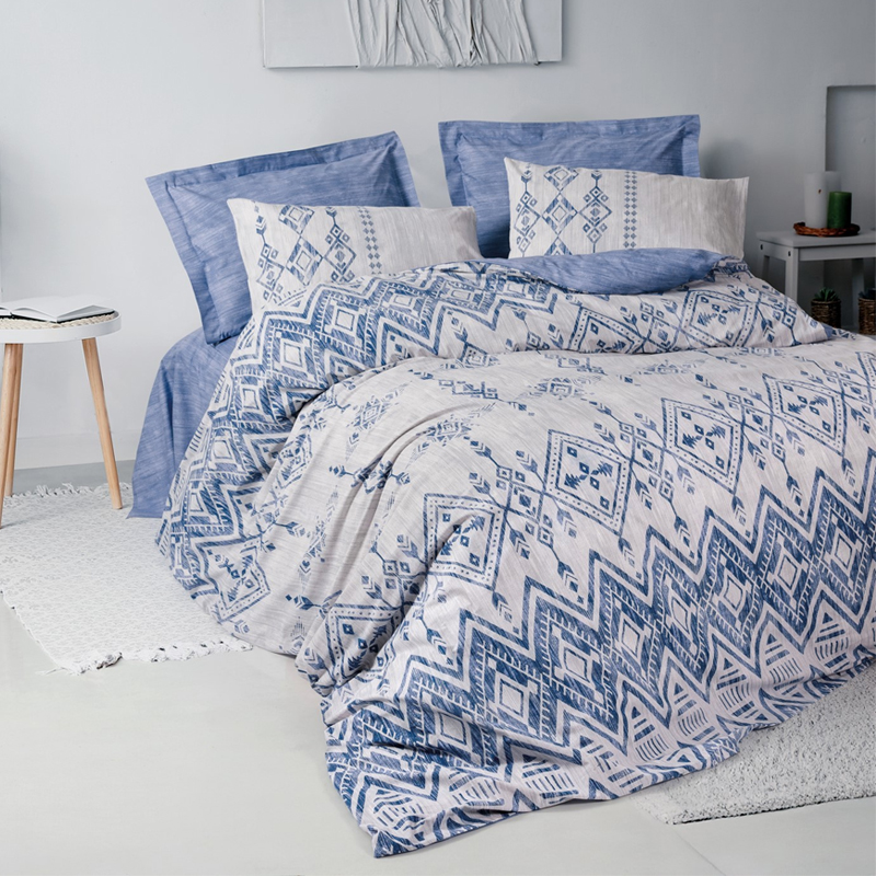 Σετ παπλωματοθήκη Cleo Cotton Box 4 τμχ Διπλή (200x220) χρώμα μπλε Σετ παπλωματοθήκη Cleo Cotton Box 4 τμχ Διπλή (200x220) χρώμα μπλε
