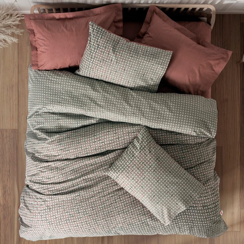 Σετ παπλωματοθήκη Mote Cotton Box 4 τμχ Διπλή (200x220) χρώμα κόκκινο - γκρι Σετ παπλωματοθήκη Mote Cotton Box 4 τμχ Διπλή (200x220) χρώμα κόκκινο - γκρι